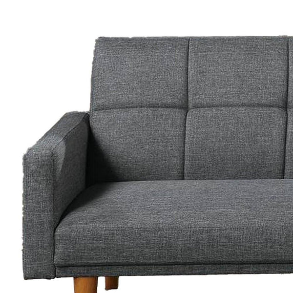 Fabric Adjustable Sofa with Square Tufted Back, Light Gray - BM232618