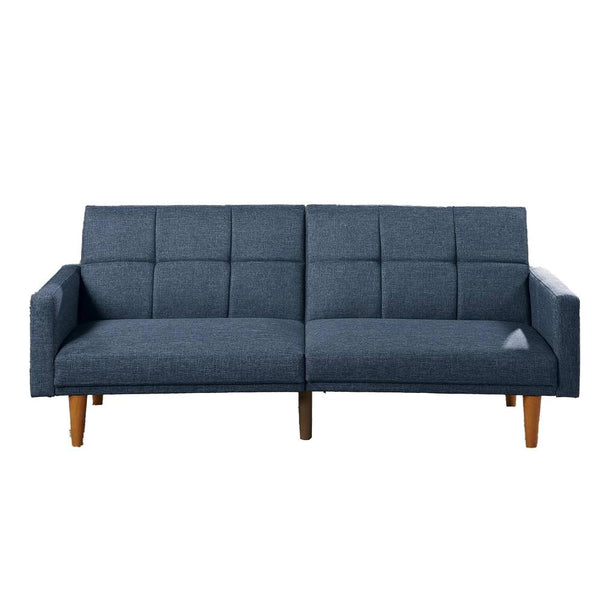 Fabric Adjustable Sofa with Square Tufted Back, Blue - BM232619