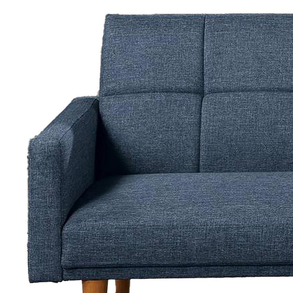 Fabric Adjustable Sofa with Square Tufted Back, Blue - BM232619
