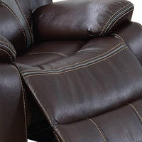 37 Inches Leatherette Glider Recliner with Pillow Arms, Dark Brown - BM232625