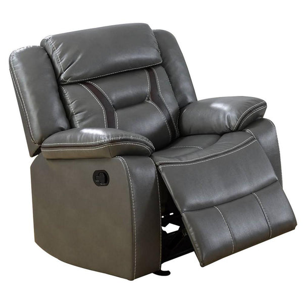 37 Inches Leatherette Glider Recliner with Pillow Arms, Gray - BM232628