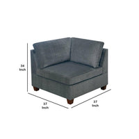 37 Inches Fabric Upholstered Wooden Corner Wedge, Gray - BM232629