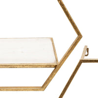 Hexagon Shaped Metal and Wooden Shelf, Set of 3, Gold - BM232719