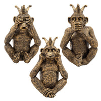 Polyresin Monkey Accent Decor, Set of 3, Gold - BM232727