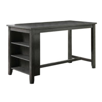 Wooden Counter Height Table with Three Storage Shelves, Gray - BM232889