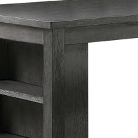 Wooden Counter Height Table with Three Storage Shelves, Gray - BM232889