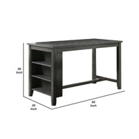 Wooden Counter Height Table with Three Storage Shelves, Gray - BM232889