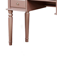 Vanity Set with Turned Tapered Legs and Three Piece Mirror, Rose Gold - BM232895