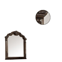 Modern Mirror with Crown Top Frame and Molded Details, Brown - BM232909