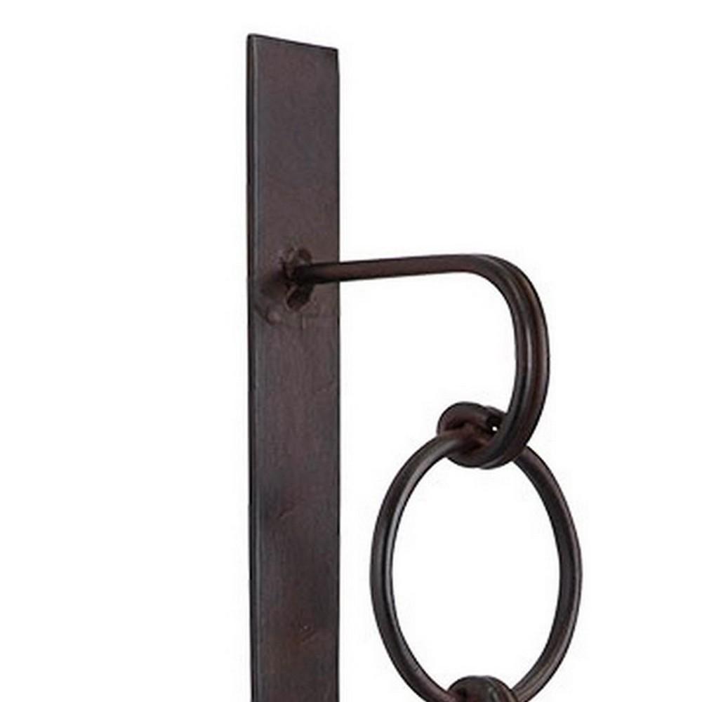 Metal Wall Sconce with Glass Hurricane and Chain Design Holder, Black - BM232919