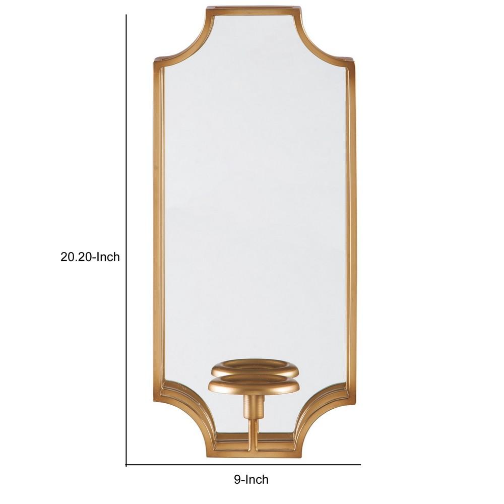 Metal Frame Wall Sconce with Cut Corner Design, Gold - BM232922