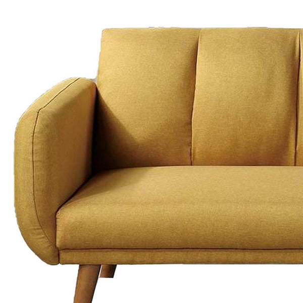 Adjustable Upholstered Sofa with Track Armrests and Angled Legs, Yellow - BM233093