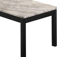 3 Piece Coffee Table and End Table with Faux Marble Top, Black and White - BM233097