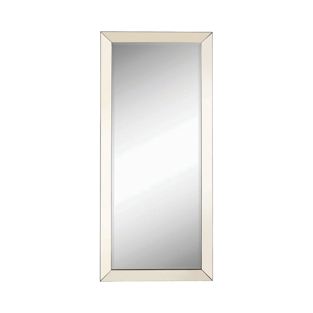 Rectangular Shaped Floor Mirror with Beveled Edge, Silver - BM233236