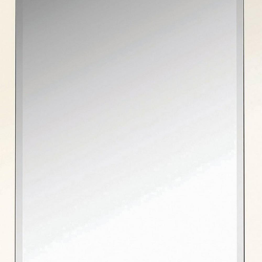 Rectangular Shaped Floor Mirror with Beveled Edge, Silver - BM233236
