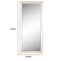 Rectangular Shaped Floor Mirror with Beveled Edge, Silver - BM233236