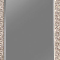 Rectangular Beveled Accent Floor Mirror with Glitter Mosaic Pattern, Silver - BM233237