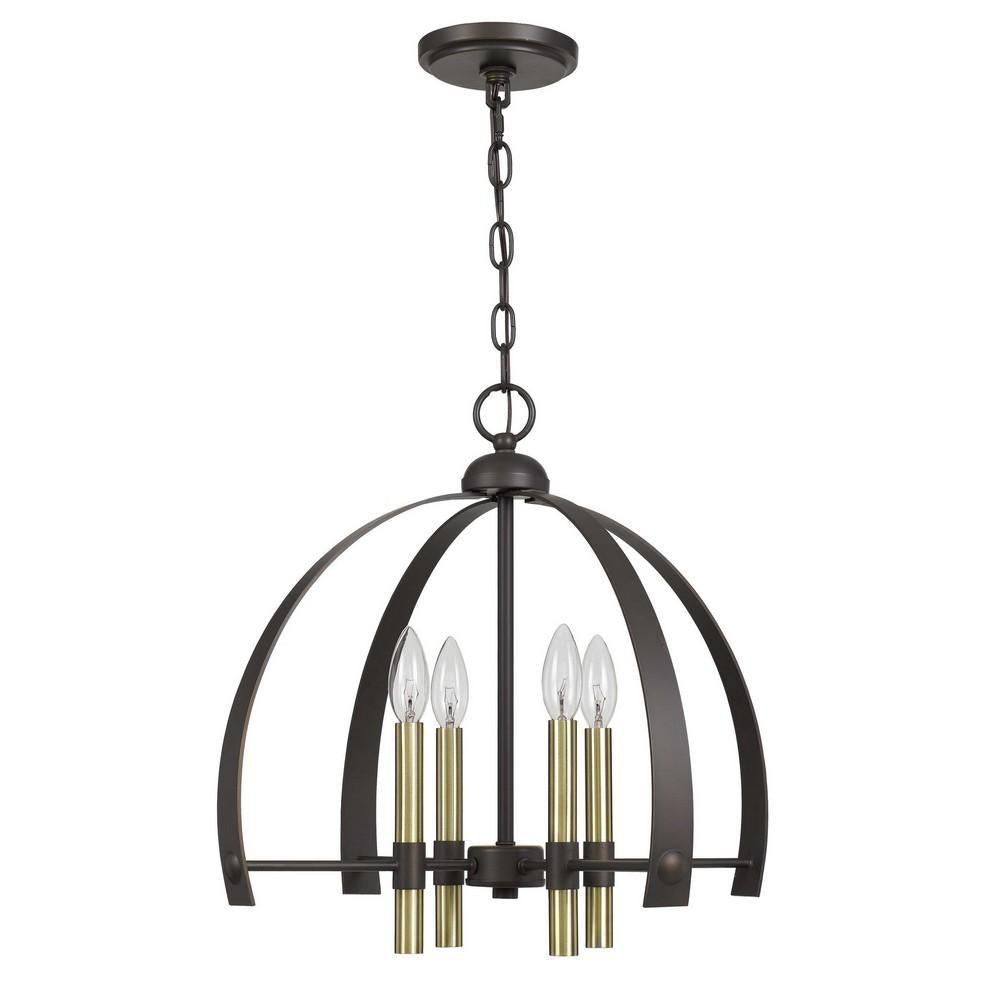 Metal Chandelier with 4 Candelabra Holders, Black and Gold - BM233274