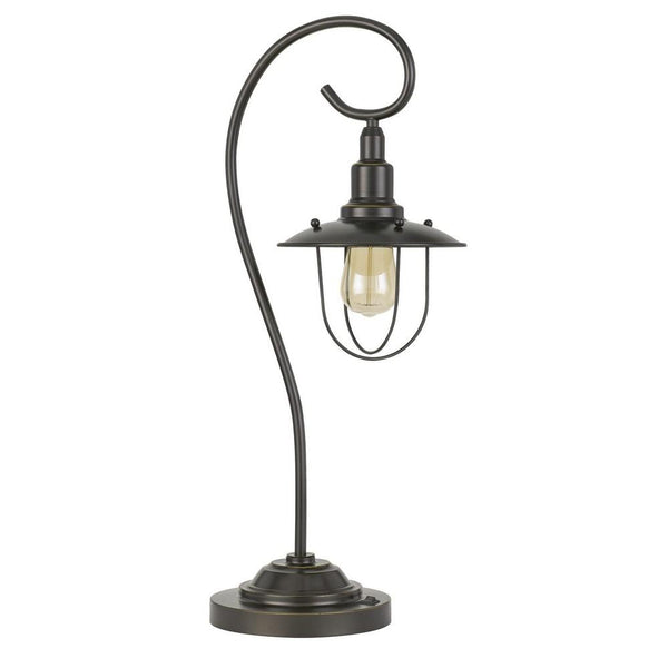 Metal Downbridge Design Table Lamp with Cage Shade, Dark Bronze - BM233319