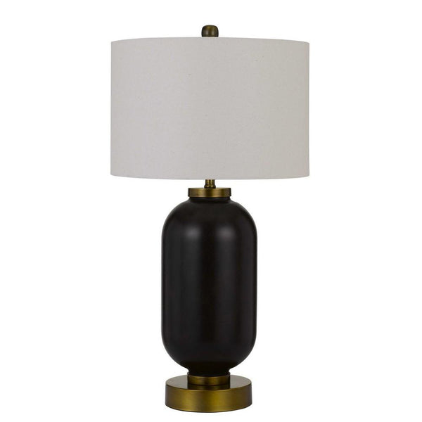 150 Watt Metal and Glass Base Table Lamp, Brass and Black - BM233343