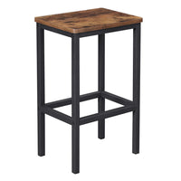 25.6 Inches Bar Stool with Wooden Seat, Set of 2, Brown and Black - BM233377