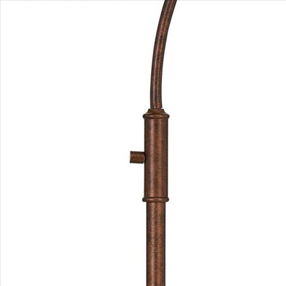 60 Inch Metal Downbridge Design Floor Lamp with Caged Shade, Rustic Bronze - BM233409