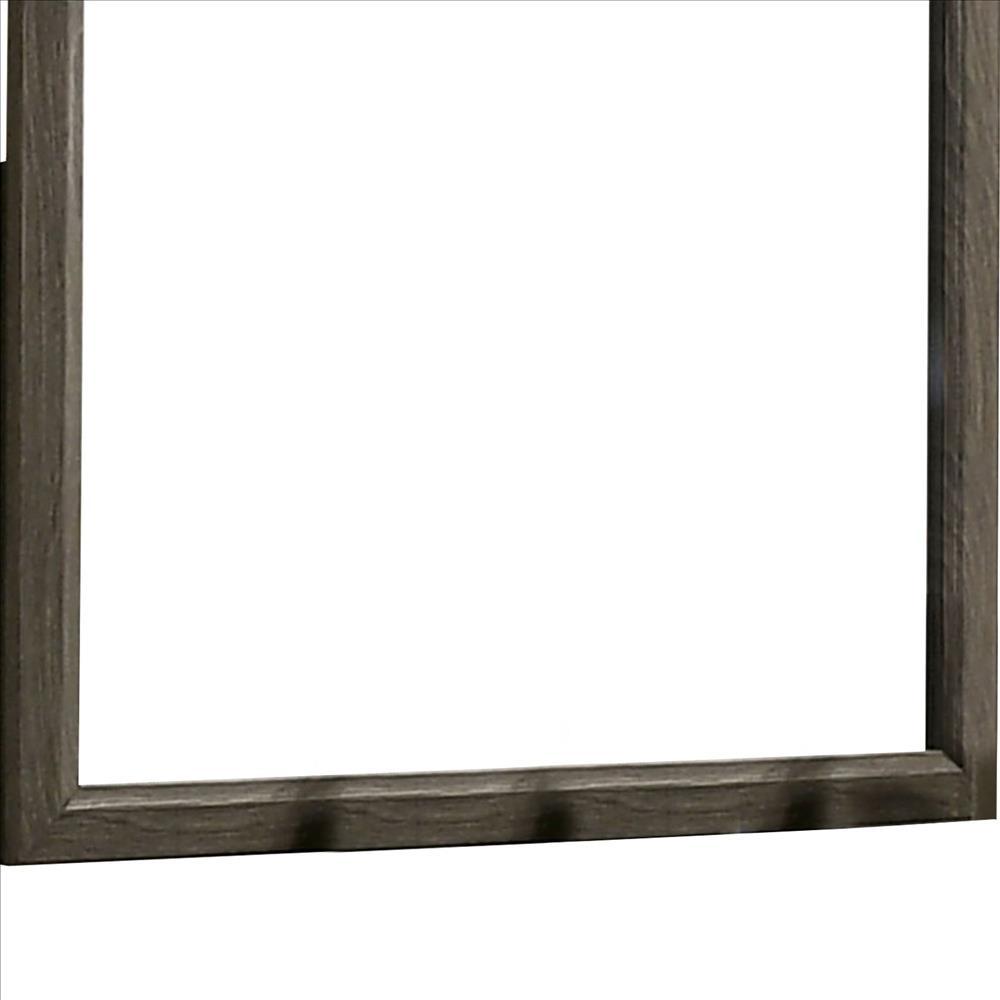 35 Inch Transitional Style Wooden Frame Mirror, Gray - BM233729