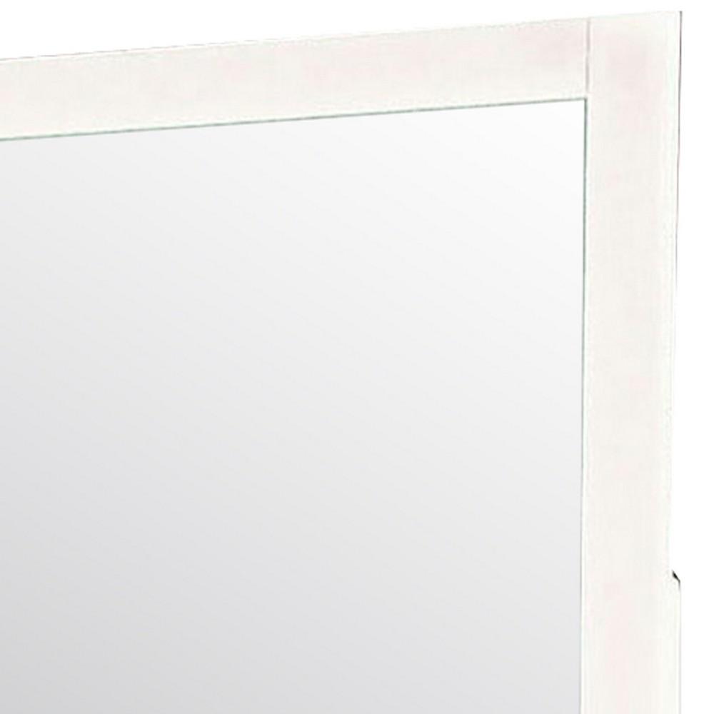 32 Inch Contemporary Style Wooden Frame Mirror, White - BM233733