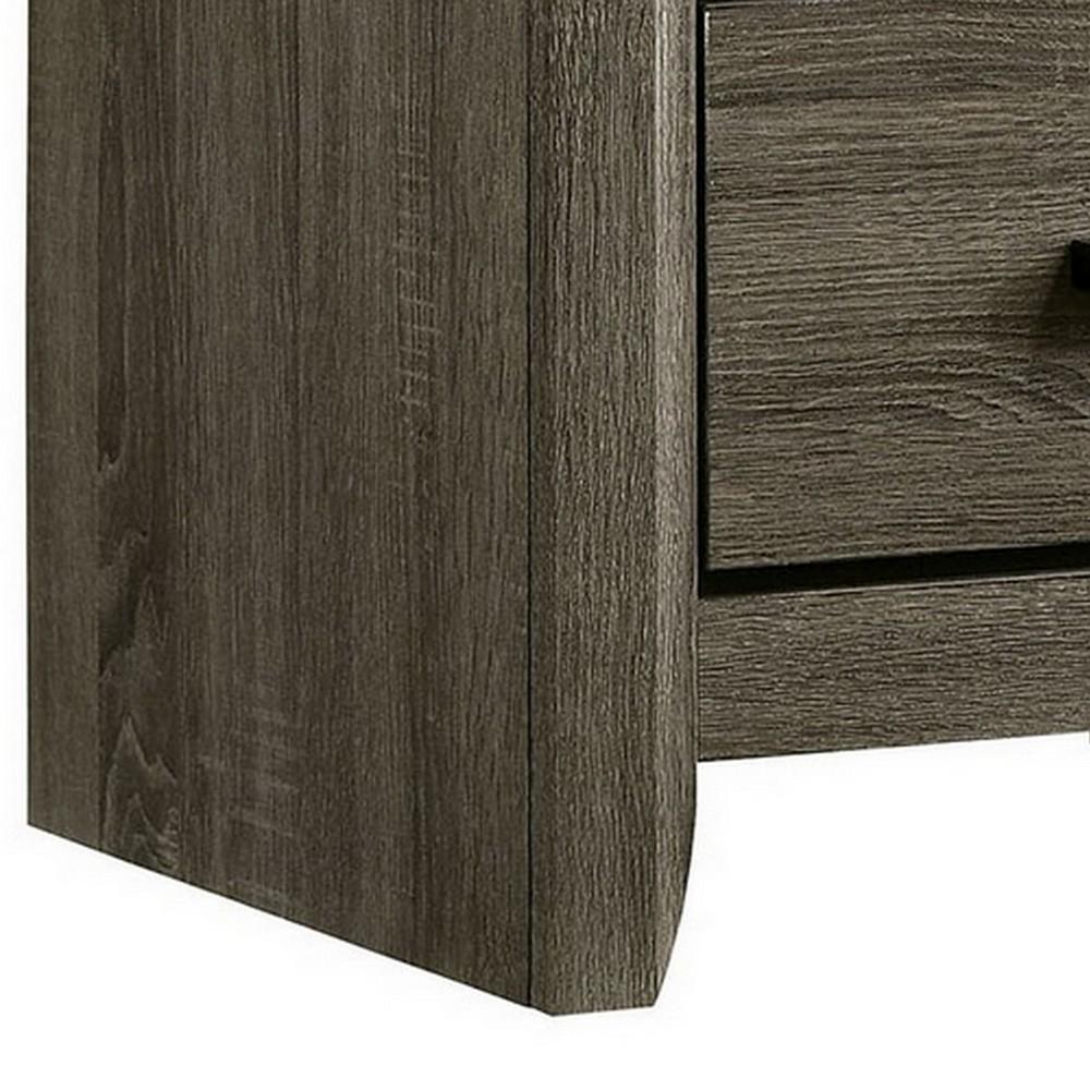 24 Inch 2 Drawer Wooden Nightstand with Finger Pulls, Brown - BM233741