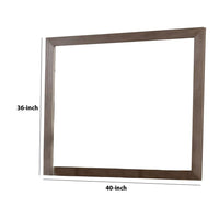 36 Inch Mirror with Rectangular Wooden Frame, Brown - BM233770