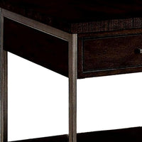 1 Drawer Wooden End Table with Metal Frame, Brown - BM233838
