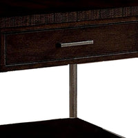 1 Drawer Wooden End Table with Metal Frame, Brown - BM233838