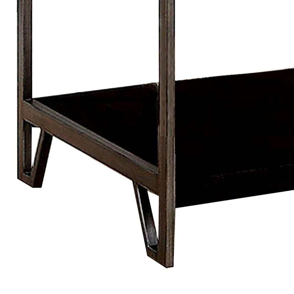 1 Drawer Wooden End Table with Metal Frame, Brown - BM233838