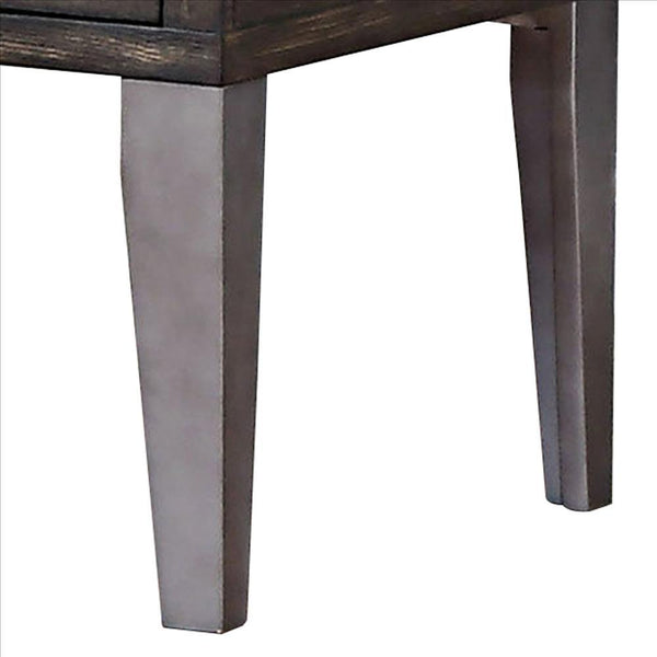 1 Drawer Wooden End Table with Metal Angled Legs, Brown - BM233853