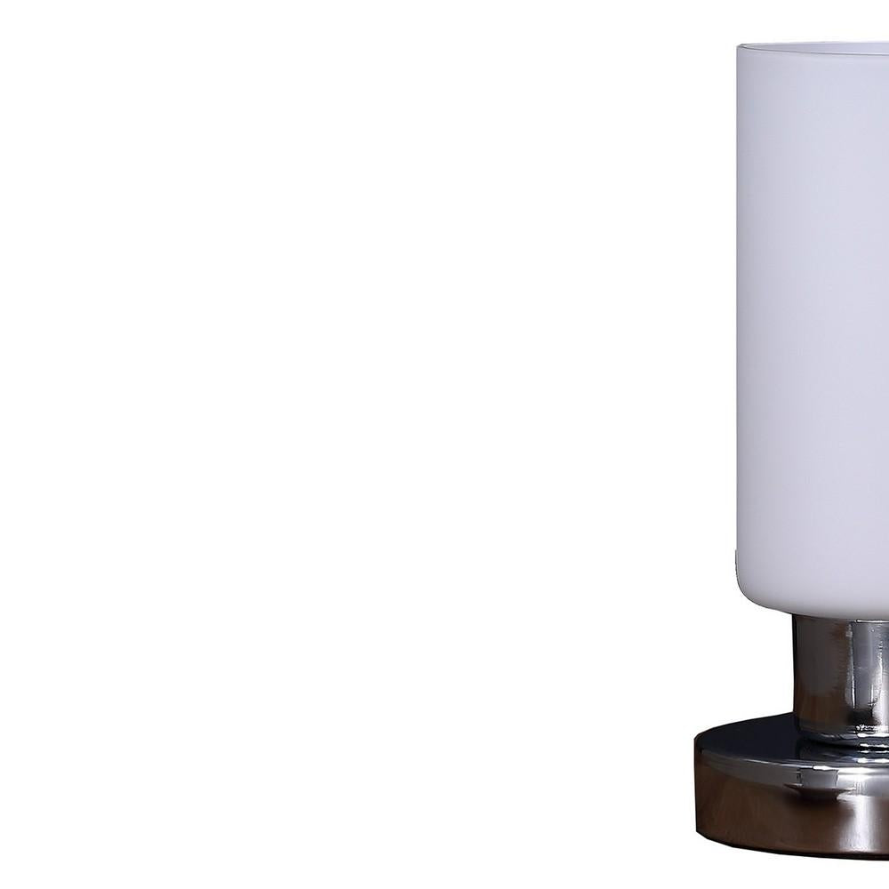 Cylindrical Glass Shade Table Lamp with Touch Switch, White - BM233919