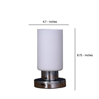 Cylindrical Glass Shade Table Lamp with Touch Switch, White - BM233919