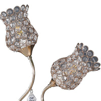 Metal Table Lamp with Floral Trumpet Shade and Crystal Accents, Gold - BM233925