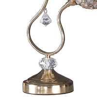 Metal Table Lamp with Floral Trumpet Shade and Crystal Accents, Gold - BM233925
