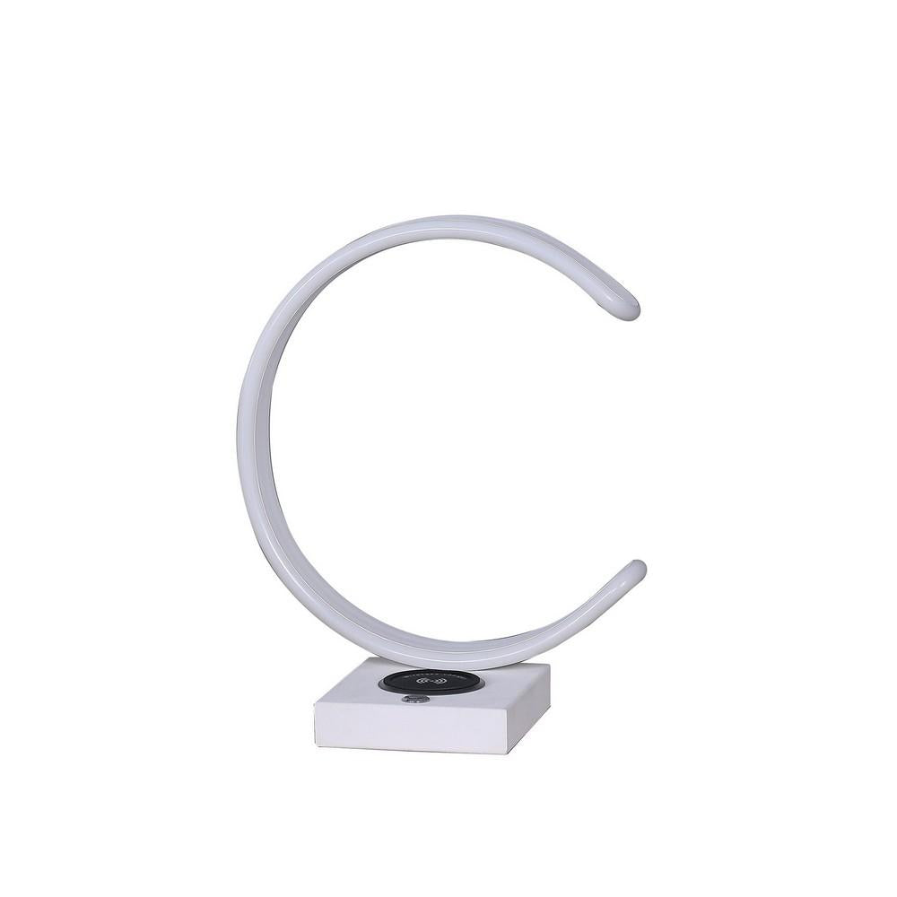 Metal C Shaped Table Lamp with USB Plugin, White - BM233926