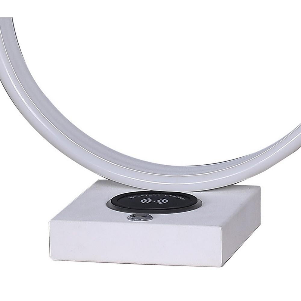 Metal C Shaped Table Lamp with USB Plugin, White - BM233926
