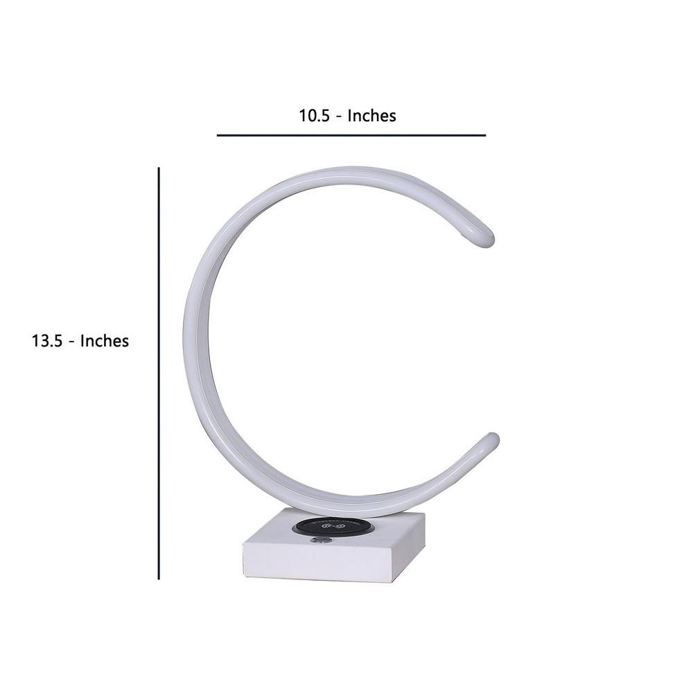 Metal C Shaped Table Lamp with USB Plugin, White - BM233926