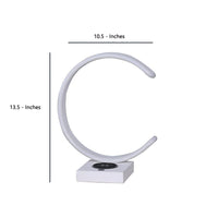 Metal C Shaped Table Lamp with USB Plugin, White - BM233926