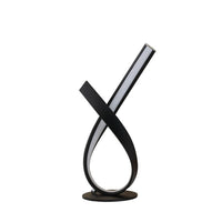 Metal Upright Knotted Design Table Lamp with Round Shaped Base, Black and Gray - BM233927