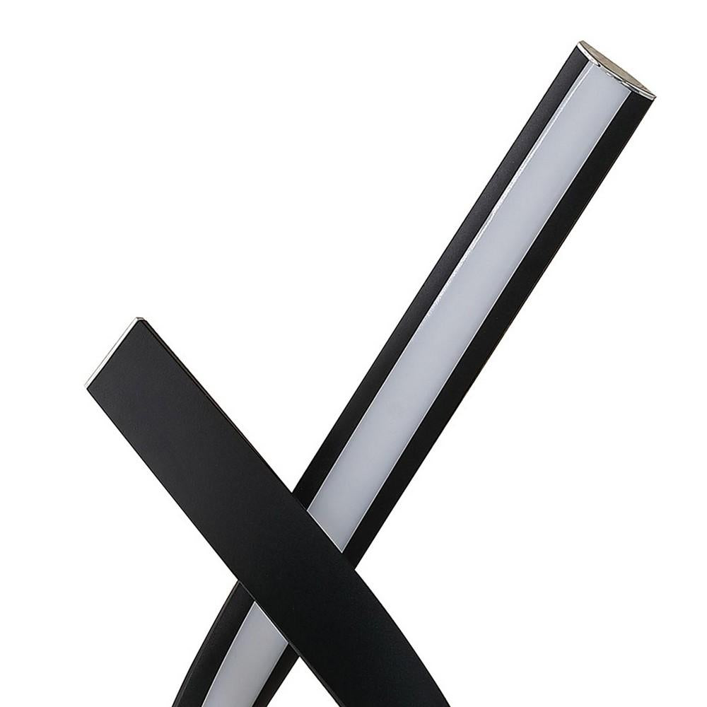 Metal Upright Knotted Design Table Lamp with Round Shaped Base, Black and Gray - BM233927