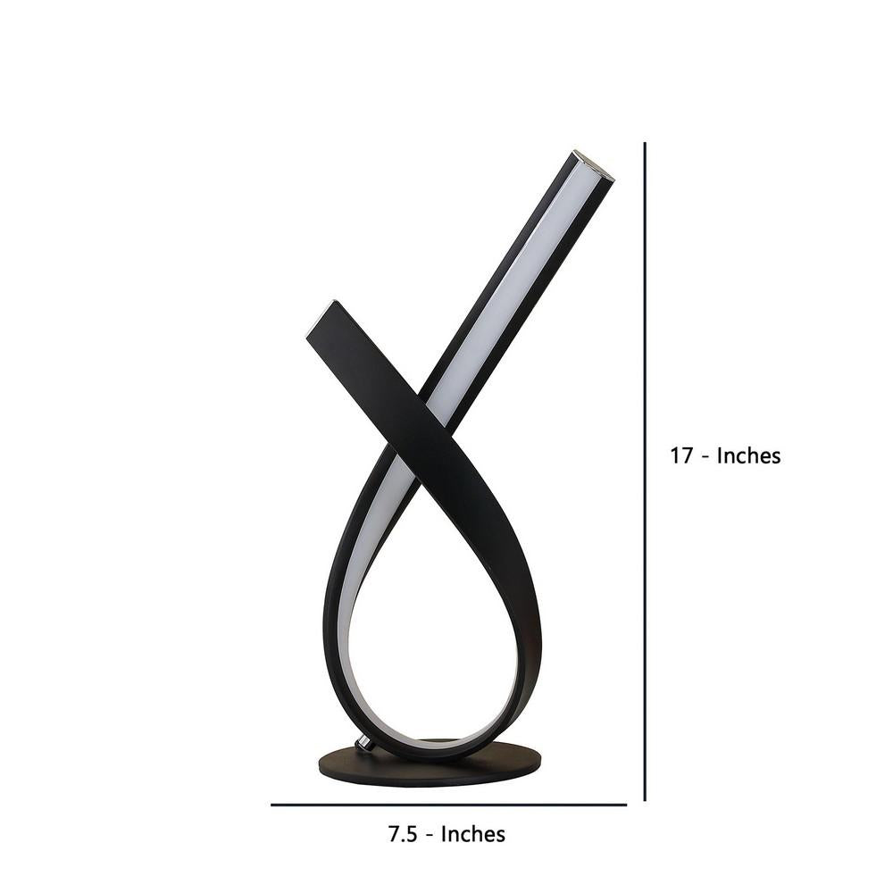 Metal Upright Knotted Design Table Lamp with Round Shaped Base, Black and Gray - BM233927