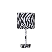 Fabric Wrapped Table Lamp with Animal Print, White and Black - BM233929