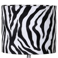 Fabric Wrapped Table Lamp with Animal Print, White and Black - BM233929