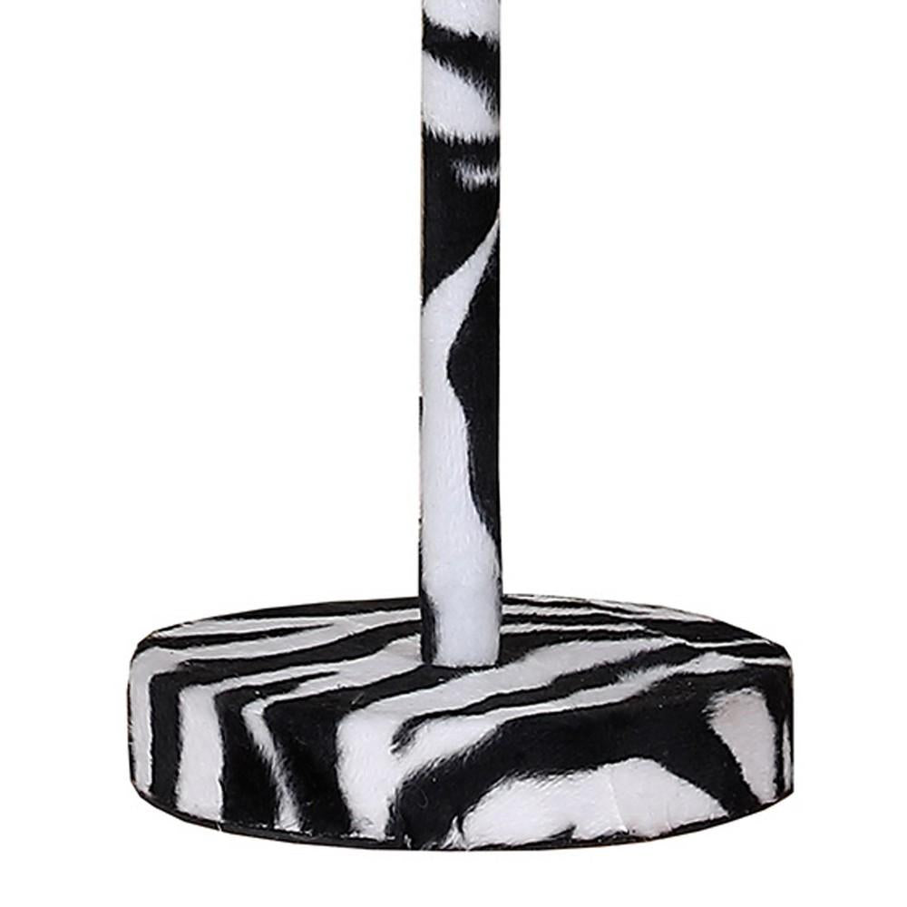 Fabric Wrapped Table Lamp with Animal Print, White and Black - BM233929