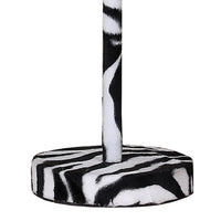 Fabric Wrapped Table Lamp with Animal Print, White and Black - BM233929