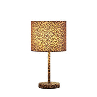 Fabric Wrapped Table Lamp with Dotted Animal Print, Brown and Black - BM233930